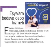 Eşyalara Bedava Depo hizmeti