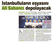 İstanbulluların eşyasını Ali Sabancı depolayacak